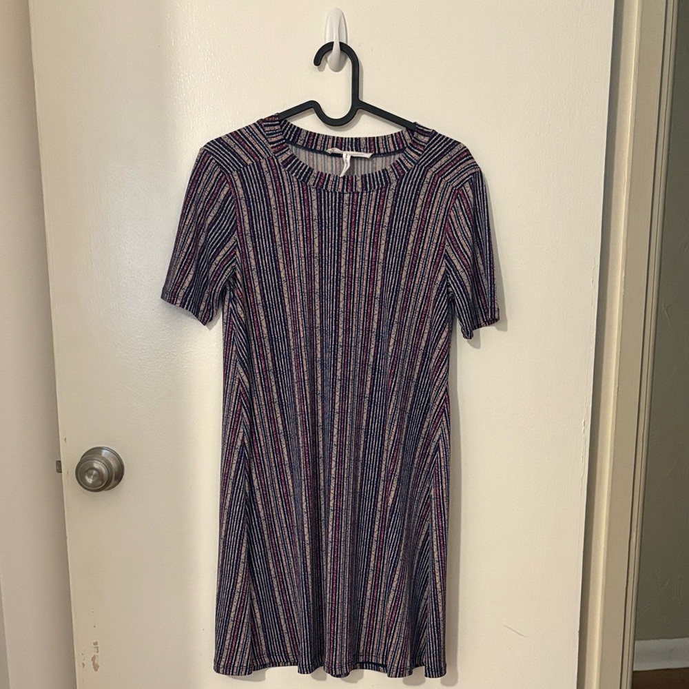 BCBGeneration Navy and Red Striped Mini Dress